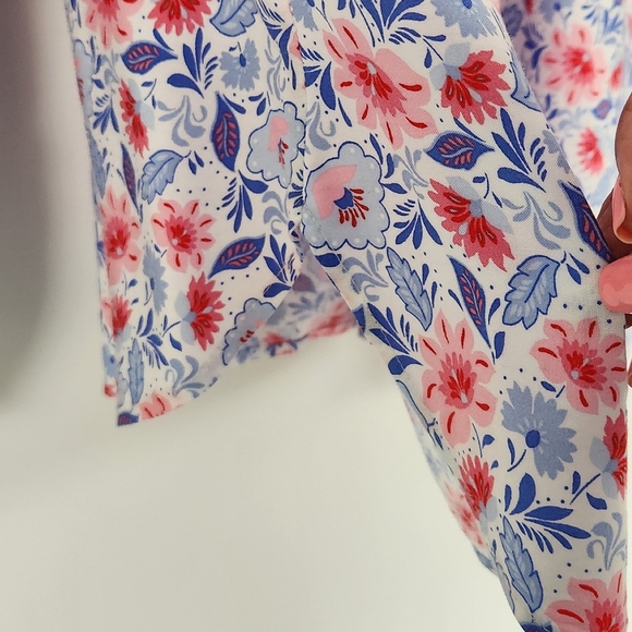 Talbots Woman's Blue Pink White Long Sleeve Soft Rayon Tunic Top Size X - Picture 6 of 9